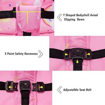 VEEYOO Travel Booster Seat with Tray, Portable & Folding Baby Chair for Dining Table, Baby Pop Up Chair for Dining, Camping, Park, Beach