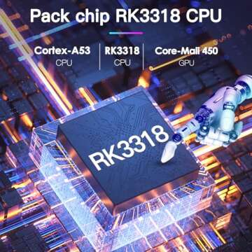 EASYTONE 2024 Android TV Box 11.0, Smart Android TV Box 2GB RAM 16GB ROM RK3318 Quad Core 4K TV Box Supports 2.4G+5G WiFi Ethernet 100M BT4.0 3D 4K HD Output TV Box with Mini Wireless Backlit Keyboard