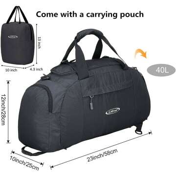 G4Free 40L Duffle Backpack for Travel and Gym