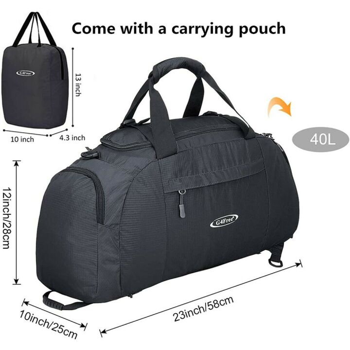 G4Free 40L Duffle Backpack for Travel and Gym