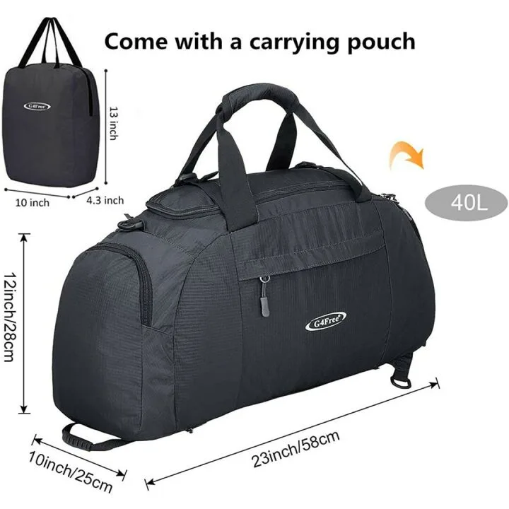 G4Free 40L Duffle Backpack for Travel and Gym