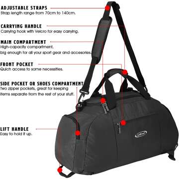 G4Free 40L Duffle Backpack for Travel and Gym