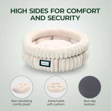 Soft Plush Cat Bed with Anti-Slip Bottom