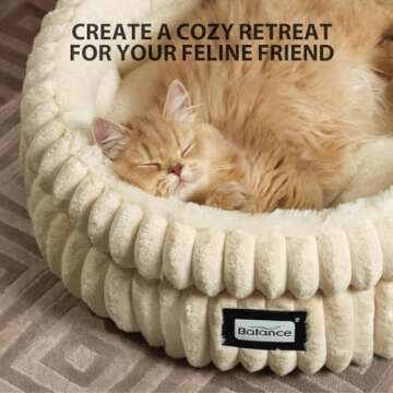 Soft Plush Cat Bed with Anti-Slip Bottom