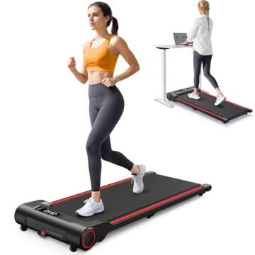 Under Desk Treadmill, Walking Pad for Home Office, Portable Walking Treadmill 2.25HP, Walking Jogging, Red