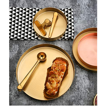 IVAILEX Gold Decorative Serving Tray for Home Decor