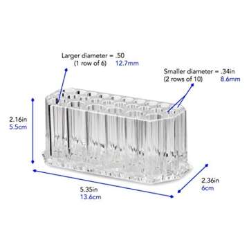 BY ALEGORY Acrylic Eyeliner Organizer & Lip Liner Organizer 26 Space Storage 20 Standard 6 Jumbo Cosmetic Pencil Makeup Display Case Refillable Container