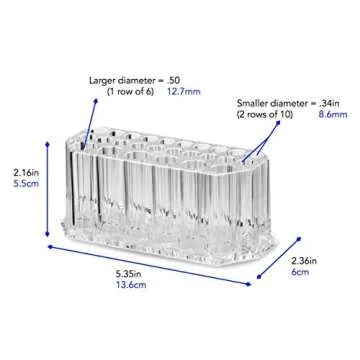 BY ALEGORY Acrylic Eyeliner Organizer & Lip Liner Organizer 26 Space Storage 20 Standard 6 Jumbo Cosmetic Pencil Makeup Display Case Refillable Container