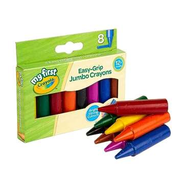 CRAYOLA MyFirst Jumbo Crayons - Assorted Colours (Pack of 8) | Easy-Grip Colouring Crayons Perfect for Toddlers Hands | Ideal for Kids Aged 12+ Months