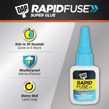 DAP RapidFuse All Purpose Adhesive, Clear, .85 Oz (7079800155)