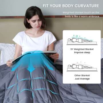 Syrinx Cooling Weighted Blanket Queen Size (15 Pounds 60''x80'' for Adult), Breathable Fabric with Premium Glass Beads, Heavy Blanket Suit for Person About 140lbs, Dark Grey