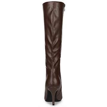 Allegra K Women's High Heels Pointed Toe Stiletto Heel Brown Knee High Boots 6.5 M US