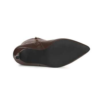 Allegra K Women's High Heels Pointed Toe Stiletto Heel Brown Knee High Boots 6.5 M US