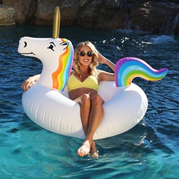 GoFloats Unicorn Pool Float Party Tube - Inflatable Rafts, Adults & Kids