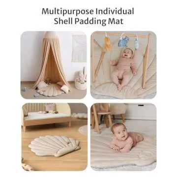Blissful Diary Shell Baby Play Gym Mat, Softer & Enlarged Tummy Time Mat w 6 Detachable Toys for Sensory & Motor Skill Development, Activity Mat for Newborn Essentials Shower Gift, Boho Ocean Theme