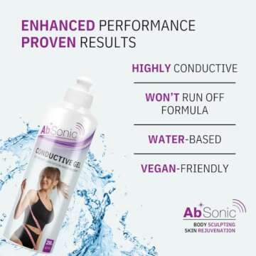 Absonic Conductive Gel - Cavitation Gel, Ultrasonic Gel, Body Sculpting, Radiofrequency, Cavitation Massagers & Abs Stimulators - Paraben-Free, 8.5 oz, 2-Pack