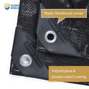 GUARD SHIELD 10x20 Feet Black Tarp Durable Waterproof Poly Cover