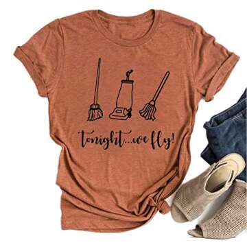 Tonight We Fly Hocus Pocus Sanderson Sisters Funny Halloween Classic Movie T-Shirt (L, Yellow)