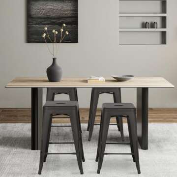 FDW Metal Bar Stools Set of 4 Counter Height Barstool 24 Inches Industrial Bar Chairs Patio Stool St...