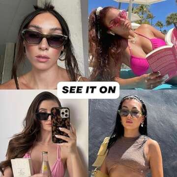 OWN THE TREND Trendy Sunglasses for Women - Sunglasses Womens with UV protection - Vintage Retro Oval Y2K Fashion Sun Glasses (Green/Black)