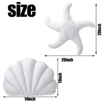 Newwiee 2 Pcs Starfish Pillow 20'' Seashell Throw Pillows 13x10'' Beach Starfish Shell Shaped Throw Pillows Soft Home Decorative Pillow Cute Plush Coastal Decor for Bed Couch Living Sofa Room Decor