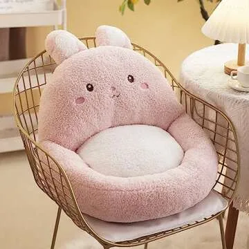 Cute Cartoon Gaming Chair Cushion Soft Cozy Back Support Chair Cushion Armchair Seat Cushion Comfortable Plush Seat Pad for Office Home Dormitory Relieves Back Coccyx Sciatica and Tailbone Pain Relief
