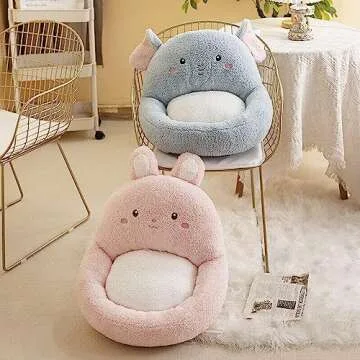 Cute Cartoon Gaming Chair Cushion Soft Cozy Back Support Chair Cushion Armchair Seat Cushion Comfortable Plush Seat Pad for Office Home Dormitory Relieves Back Coccyx Sciatica and Tailbone Pain Relief