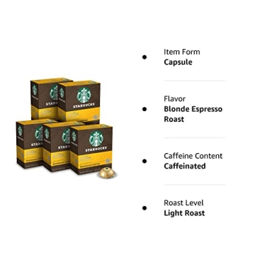 Starbucks by Nespresso Vertuo, Blonde Roast Espresso, 50-count Espresso Pods, Brews, 1.35 oz.