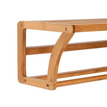 Stylish Bamboo Wall Mount Shelf with Towel Bars