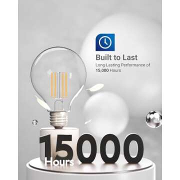 Sunco 6 Pack G25 Globe Light Bulbs LED Edison Vanity Light Bulbs for Bathroom, CRI90 4000K Cool White, Dimmable, 5W=60W, Clear Vintage Filament Globe, 500 Lumens, E26 Base Indoor Outdoor Clear – UL