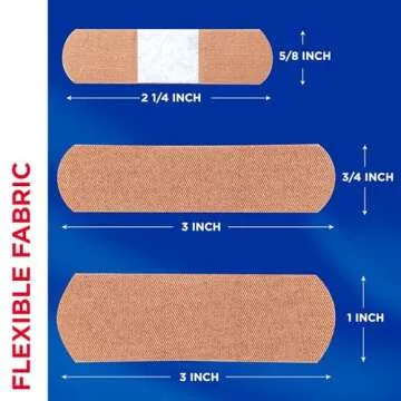 Flexible Fabric Band-Aids for Wound Care, Assorted Sizes