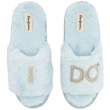 Dearfoams Women's Bride and Bridesmaid Gifts I Do Crew Slippers for Wedding and Bachelorette Party, 𝖨 𝖣𝗈 𝖡𝗅𝗎𝖾, Medium