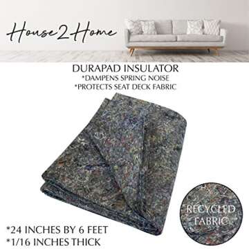 House2Home 24" x 6 ft. Durapad Insulator for Upholstery Spring Cover | Padding Installs Between Springs and Seat Decking of Sofa, Couch, Loveseat, Chair, and Furniture