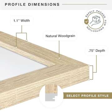 MCS Studio Gallery 16x20 Poster Frame Natural Woodgrain, Vertical & Horizontal Wall Hanging Large Picture Frame for Photos, Posters & Art Prints (2-Pack)