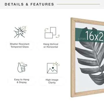 MCS Studio Gallery 16x20 Poster Frame Natural Woodgrain, Vertical & Horizontal Wall Hanging Large Picture Frame for Photos, Posters & Art Prints (2-Pack)