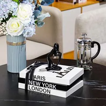 Wesiti Decorative Books with Resin Statue for Home Decor