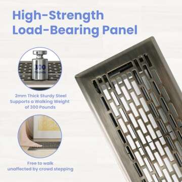 Howeall 4x10 Inches Heavy Duty Walkable Floor Register - Easy Adjust Air Supply Lever Decorative Flo...