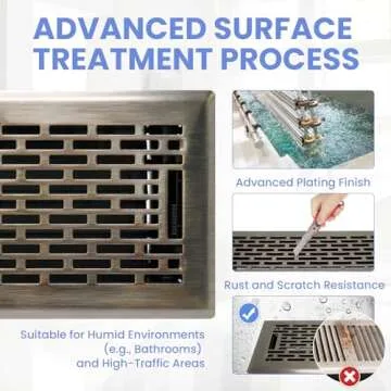 Howeall 4x10 Inches Heavy Duty Walkable Floor Register - Easy Adjust Air Supply Lever Decorative Floor Vent Covers - Boston Design Vent Covers for Home - Antique Brass