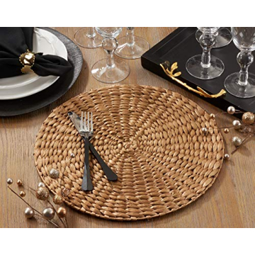Saro Lifestyle Gold Woven Placemat Set 15 Inch Round