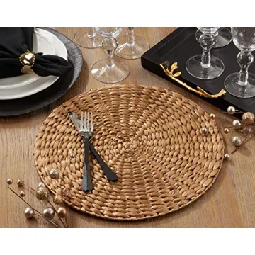 Saro Lifestyle Gold Woven Placemat Set 15 Inch Round