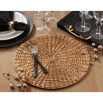 Saro Lifestyle Gold Woven Placemat Set 15 Inch Round