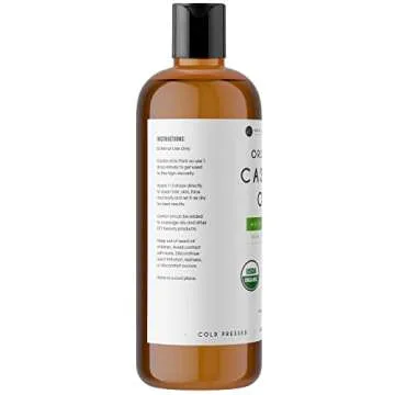 Kate Blanc Cosmetics Castor Oil 16oz - USDA Certified Organic. Cold-Pressed, 100% Pure, Hexane-Free. Promote Growth for Hair, Eyelashes, Eyebrows. Moisturizing For Dry Skin