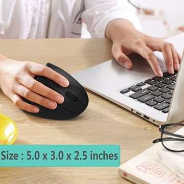 Lekvey Ergonomic Mouse, Wireless Mouse 2.4 GHz Optical Vertical Wireless Mice : Levels 6 Buttons, fo...