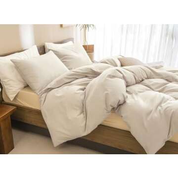 CozyTide Wheat Comforter Set for Queen Bed(90x90 Inch), 3 Pieces Solid Cotton Bedding Comforters & S...