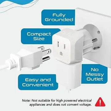 Compact Ceptics Travel Plug Adapter for Europe and Asia