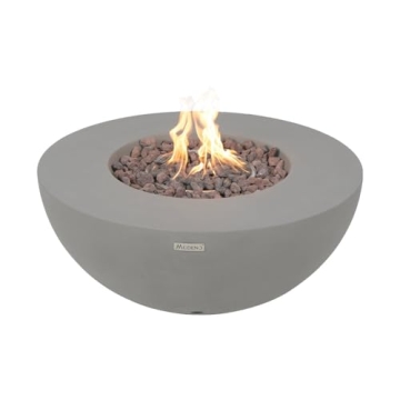 Roca Concrete Fire Pit 34" x 34" Outdoor Patio Firepit Includes Lava Rocks Modern Fire Pits & Outdoo...