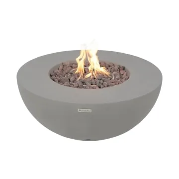 Roca Concrete Fire Pit 34" x 34" Outdoor Patio Firepit Includes Lava Rocks Modern Fire Pits & Outdoo...