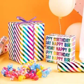 Colorful WRAPAHOLIC Birthday Wrapping Paper Rolls