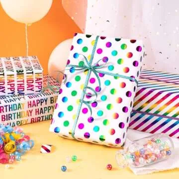 Colorful WRAPAHOLIC Birthday Wrapping Paper Rolls