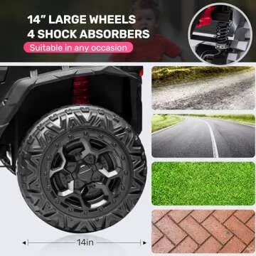 ANPABO 24V 4X4 Ride on Car Truck w/Remote Control, 4WD/2WD Switchable Kids UTV, 19" Spacious Seat, 4 Shock Absorbers, Soft Start, Music Player, Electric Car for Kids Ages 3+(Pink)